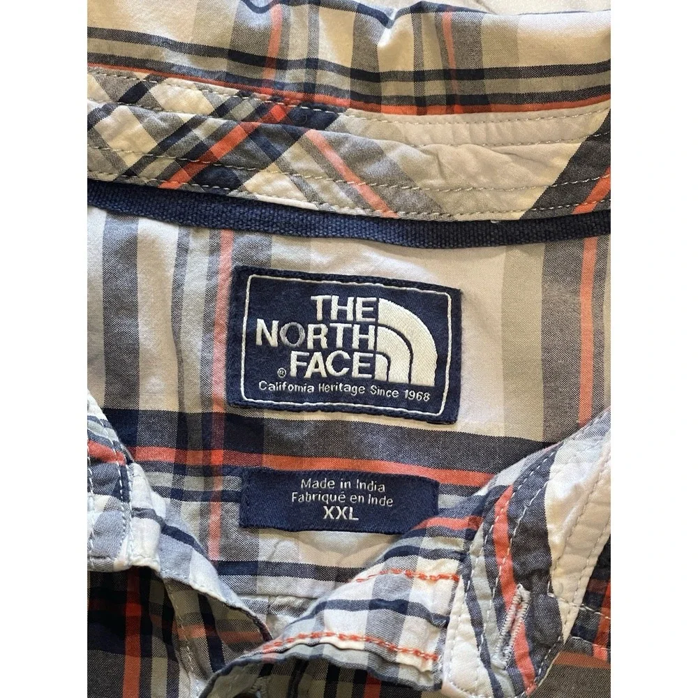 North Face Shirt Mens XXL Blue Plaid Long Sleeve Button-Down
